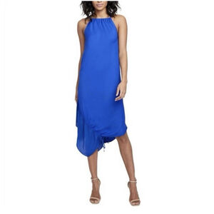 NWT Rachel Roy June Santorini Blue Sleeveless Asymmetrical Halter Dress Size XXL